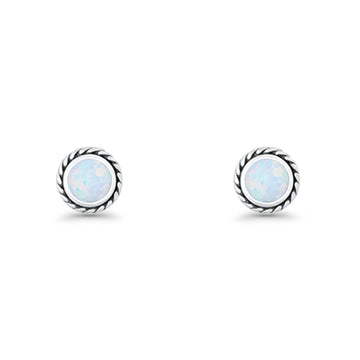Round Twisted Rope Stud Earring Lab Created White Opal 925 Sterling Silver Wholesale